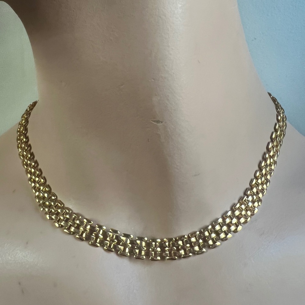 Panther Link Choker Necklace 16" Gold Tone EXC